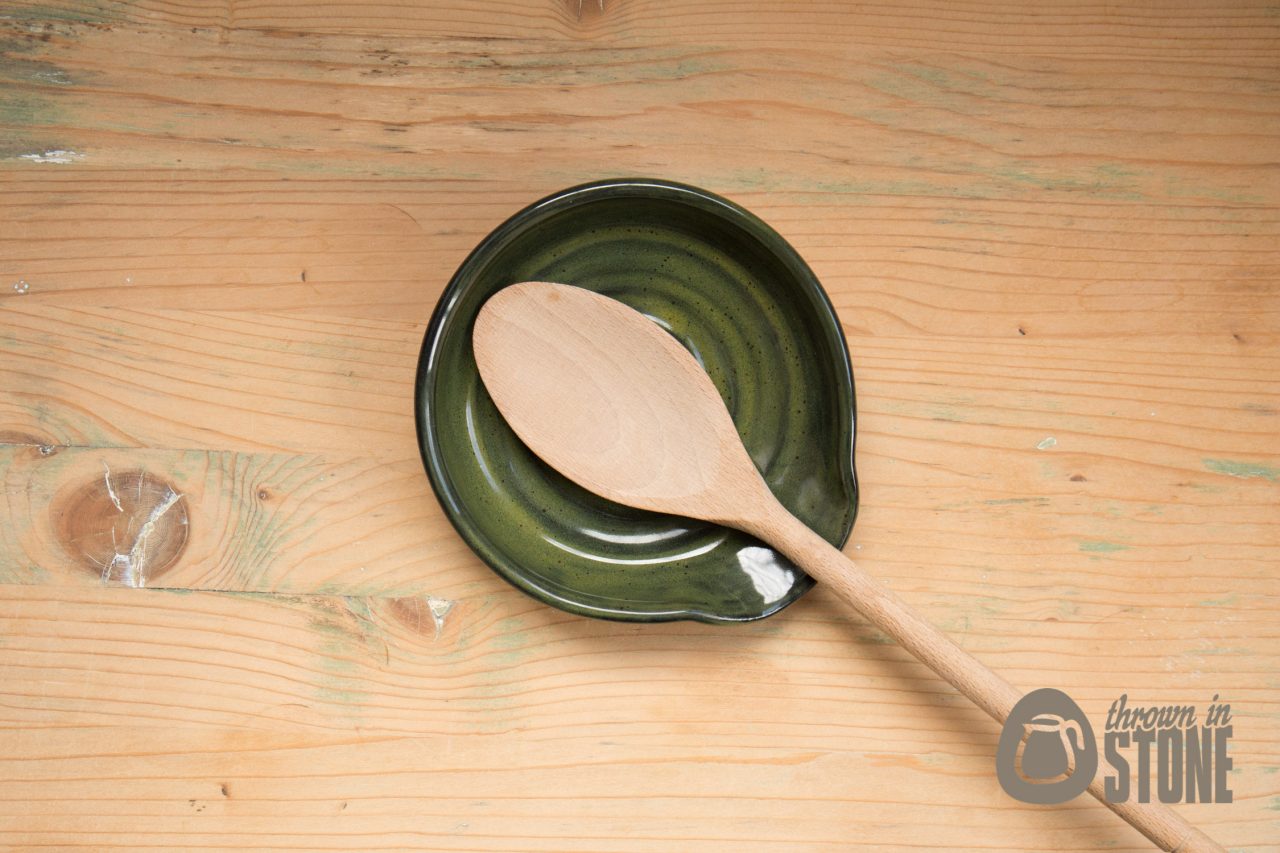 Dark Green Stoneware Spoon Rest