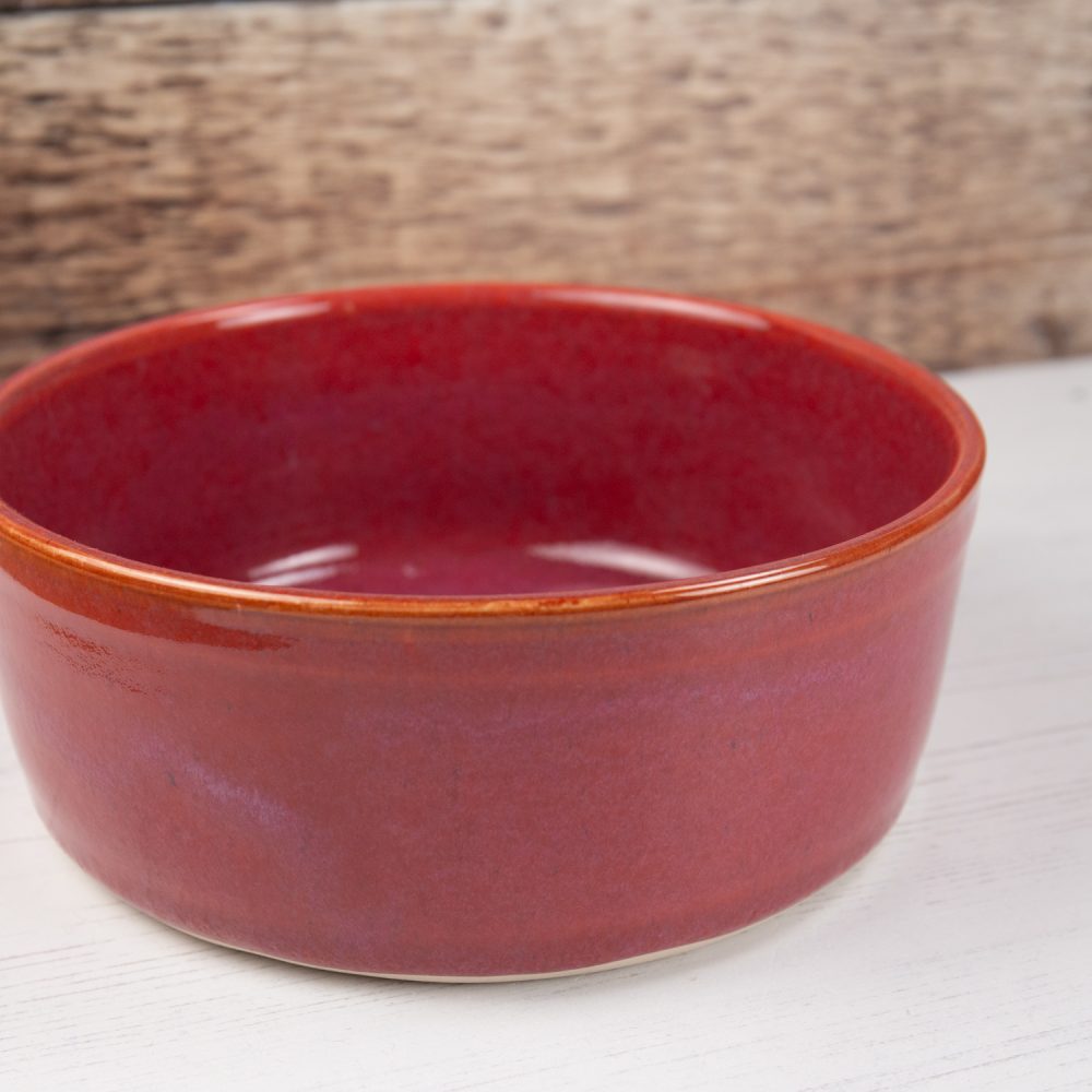 Stoneware Pet Bowl – Deep Pink