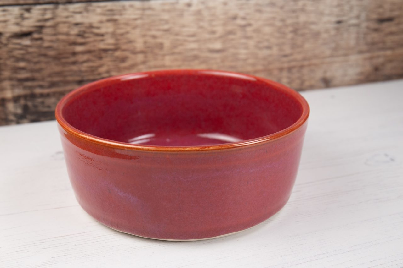 Stoneware Pet Bowl - Deep Pink