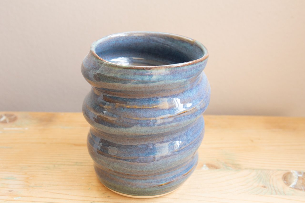 Denim Blue Spiral Flower Vase