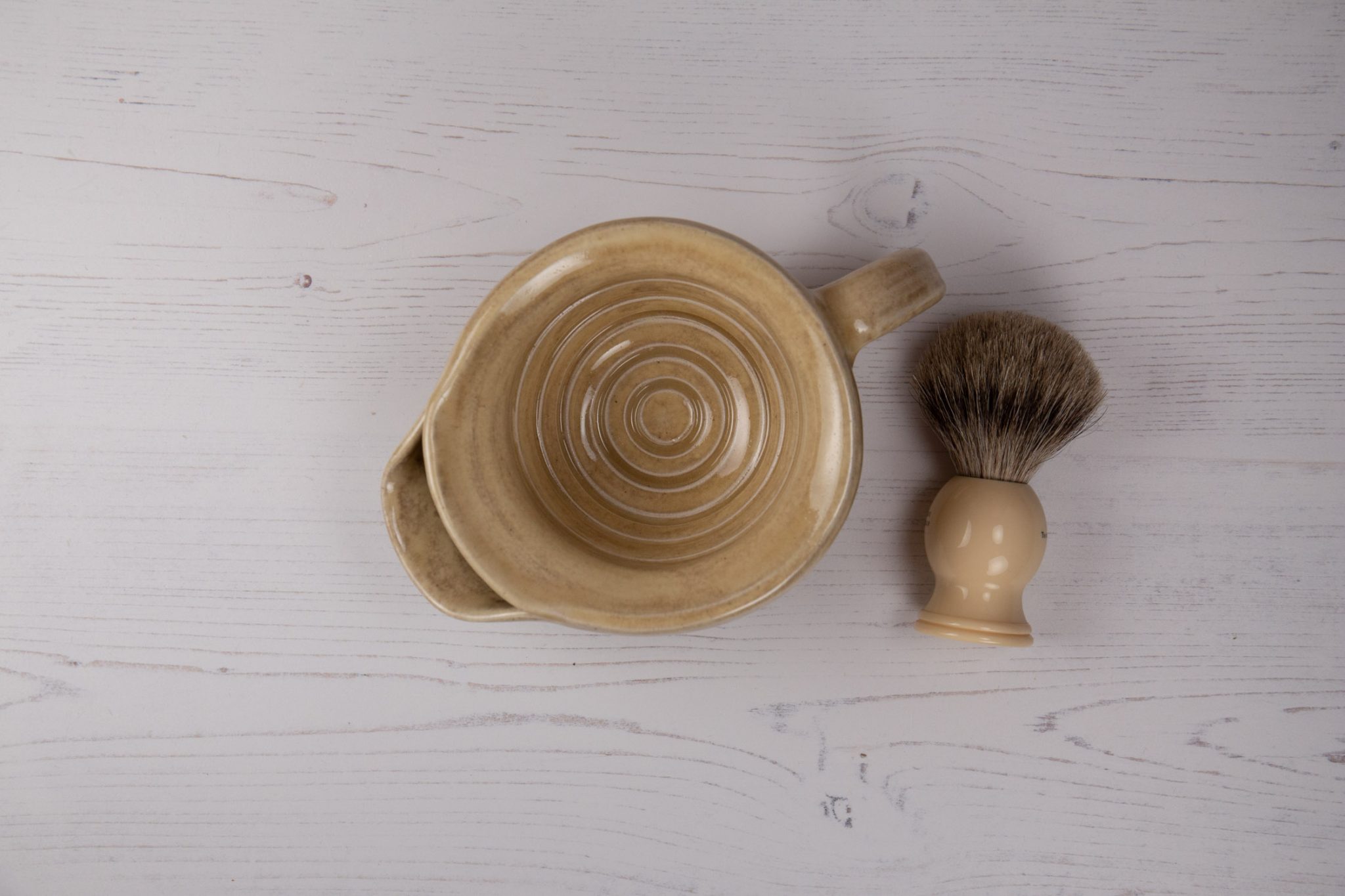 Shaving Scuttle - Oatmeal Stoneware Shaving Cup - Lather Bowl - Thrown