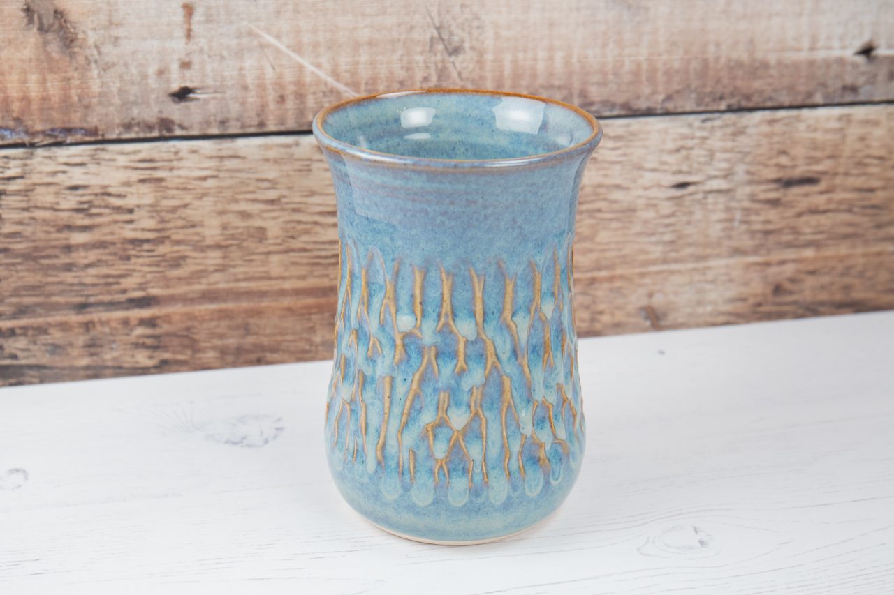 Denim Blue Vase - Carved Texture