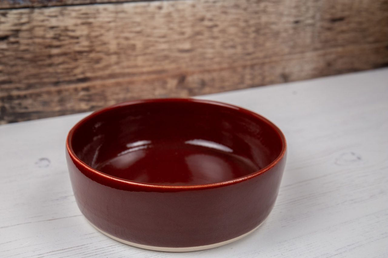 Stoneware Pet Bowl - Deep Red Dog Bowl - Water Bowl - Food Bowl