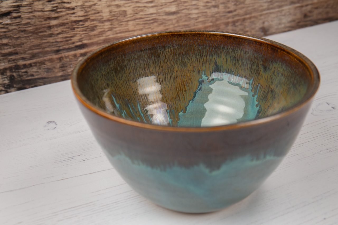 Decorative Bowl - Sea Mist Green and Rust