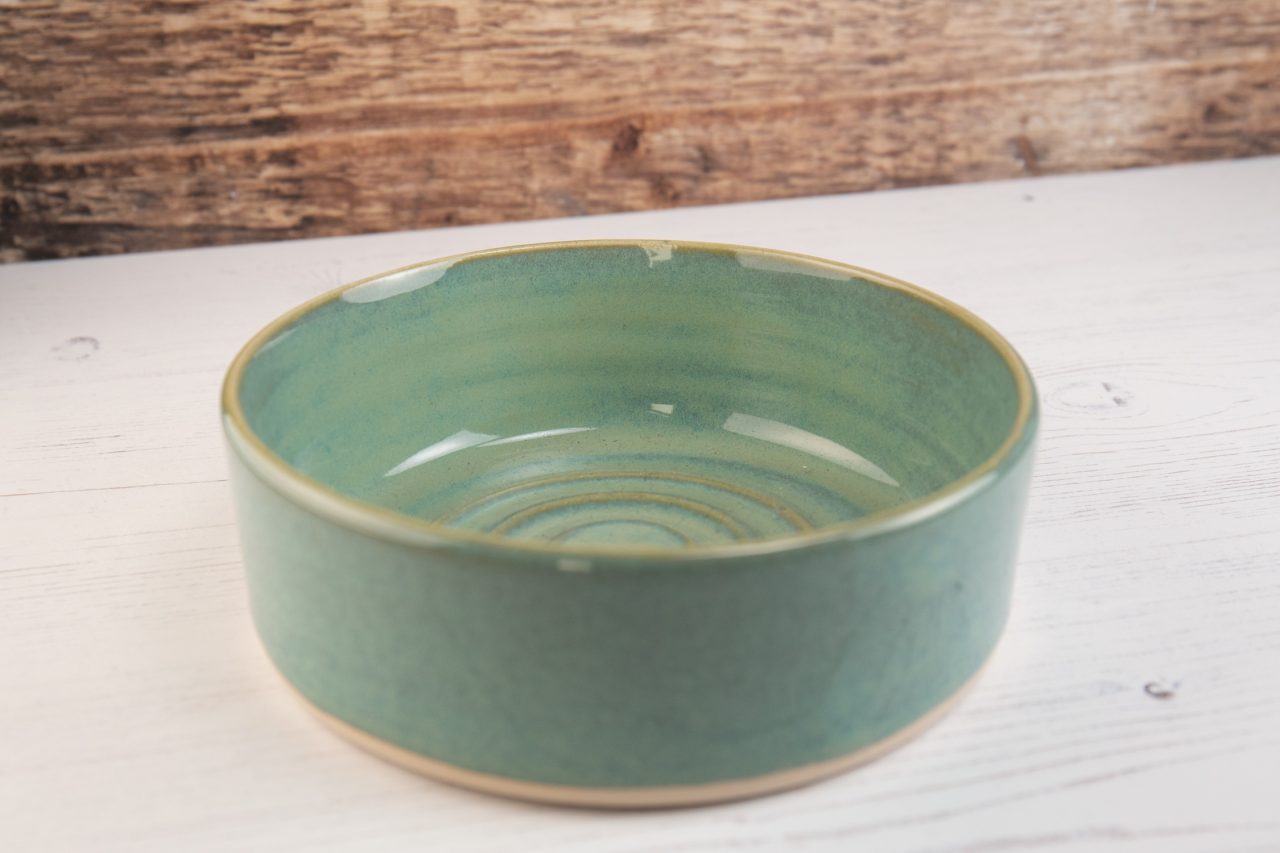 Stoneware Pet Bowl - Sea Mist Green Small Dog Bowl - Water Bowl - Food Bowl