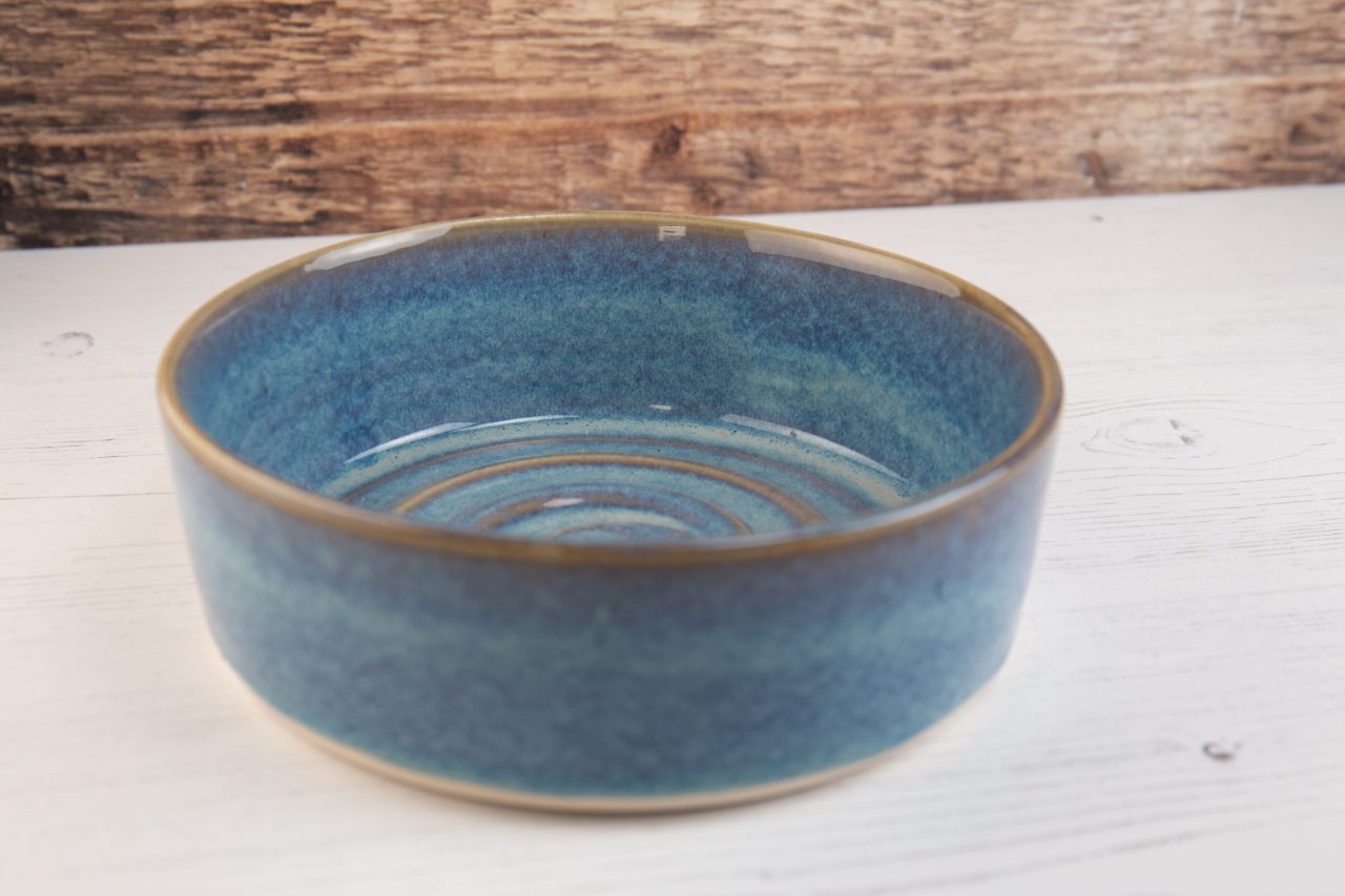 Stoneware Pet Bowl - Denim Blue Small Dog Bowl - Water Bowl - Food Bowl