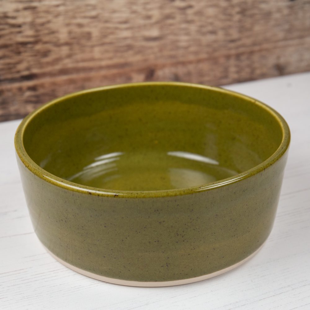 Stoneware Pet Bowl – Olive Green Dog Bowl – Water Bowl – Food Bowl