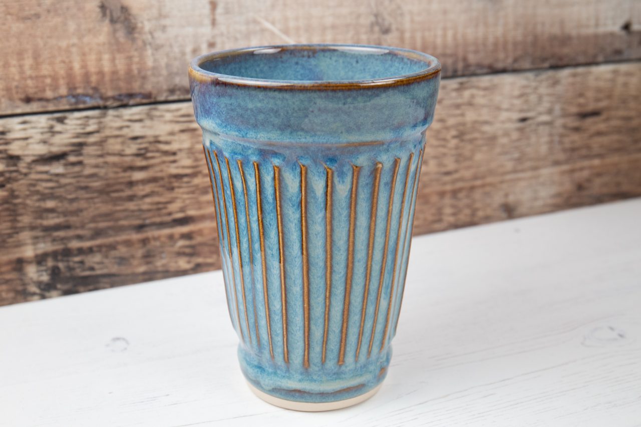 Denim Blue Vase - Carved