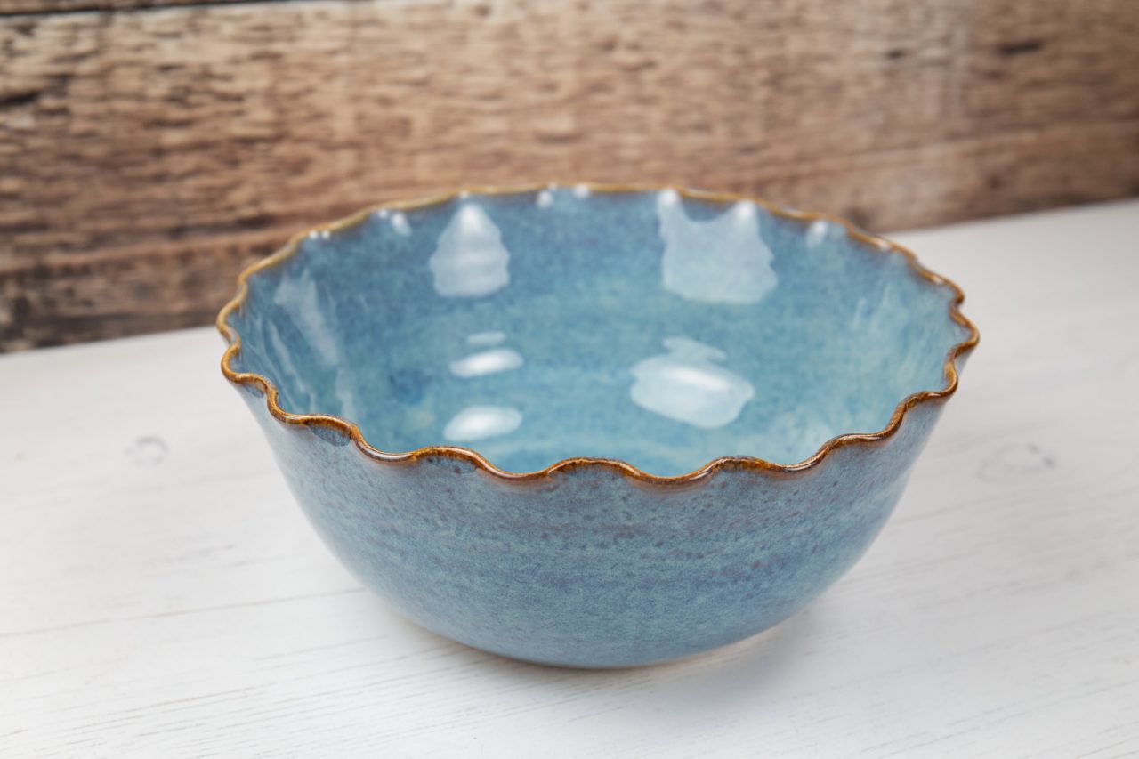 Stoneware Bowl - Denim Blue - Fluted Rim