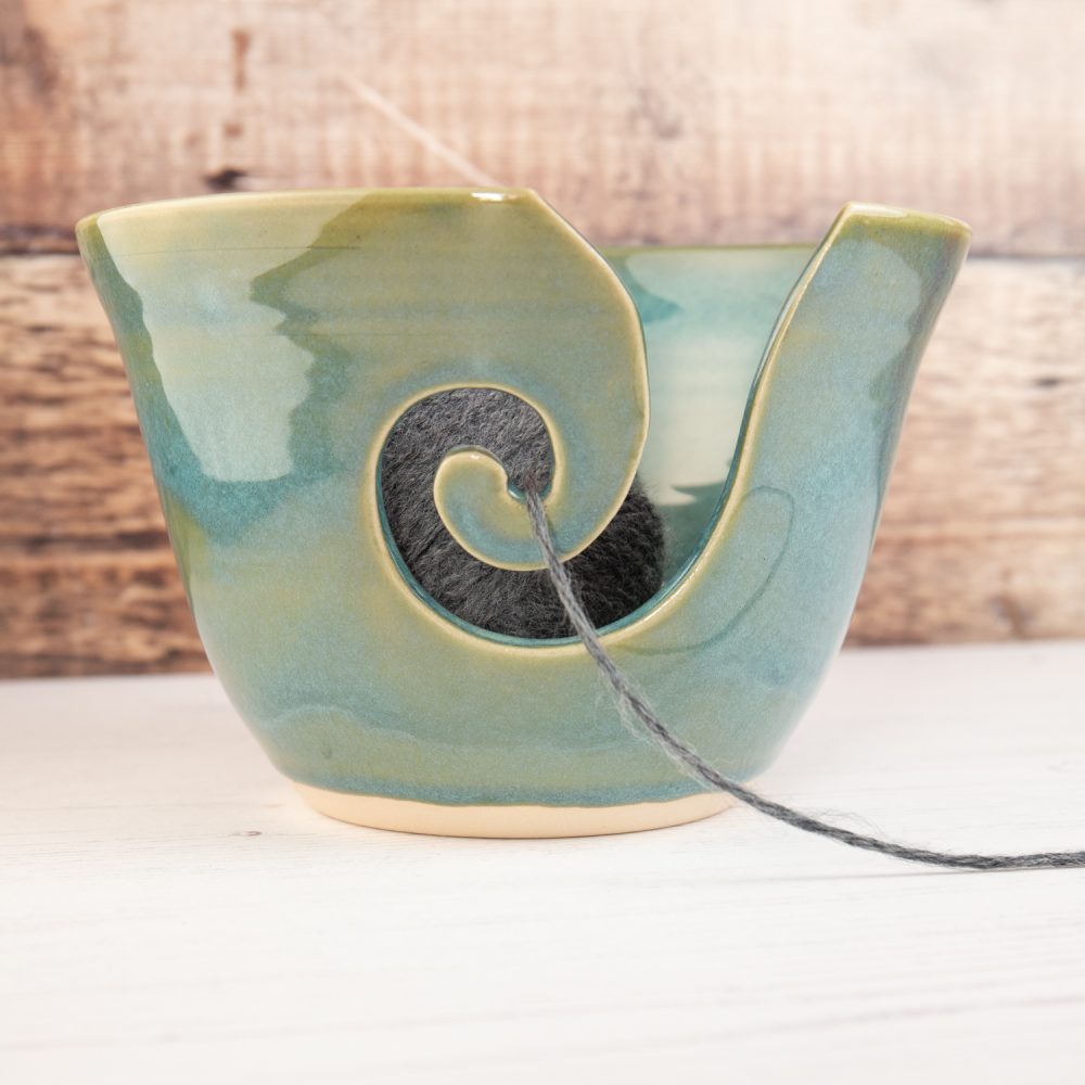 Yarn Bowl – Medium Sized Sea Mist Green Wool Bowl