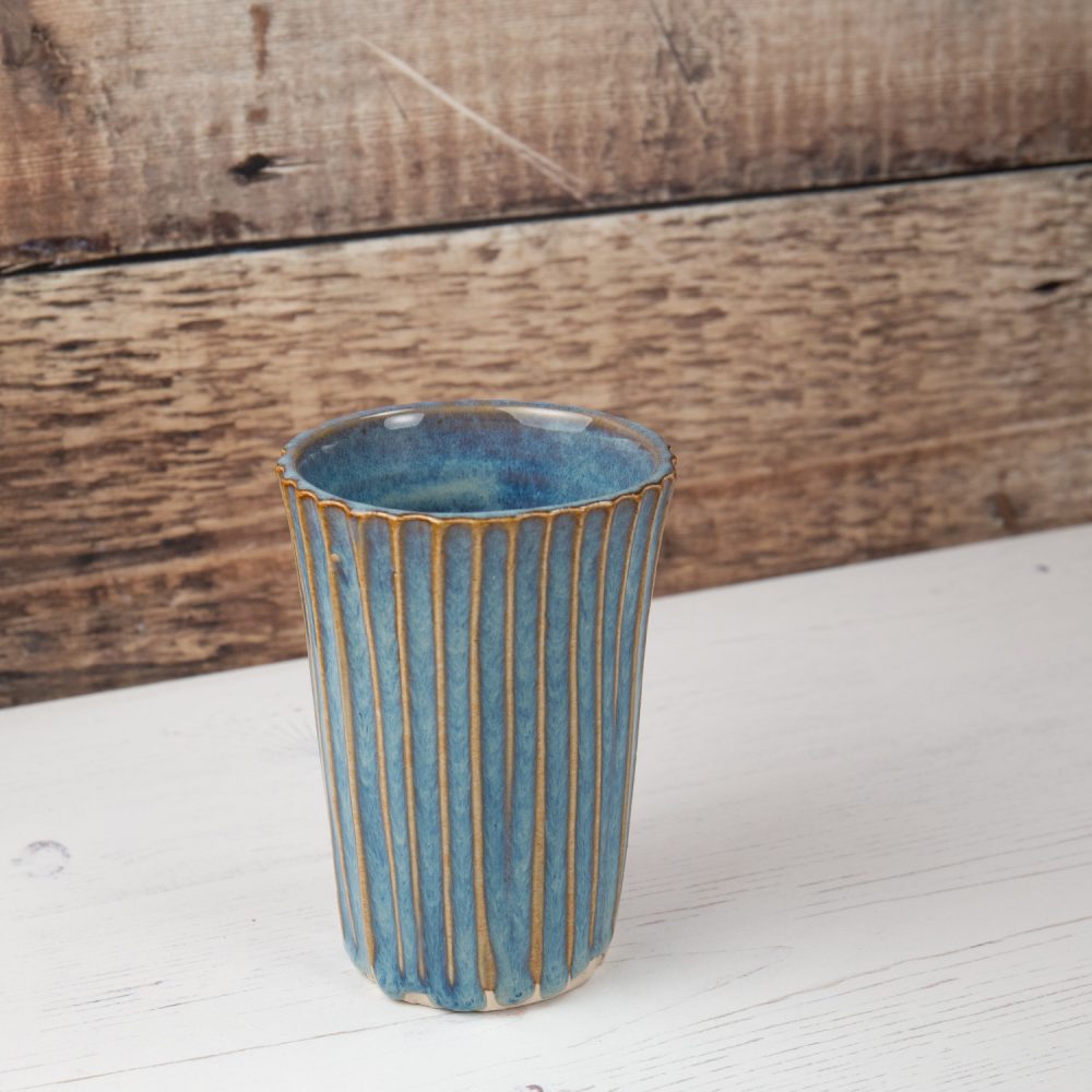 Mini Vase – Blue Carved Rustic Individual Flower Vase
