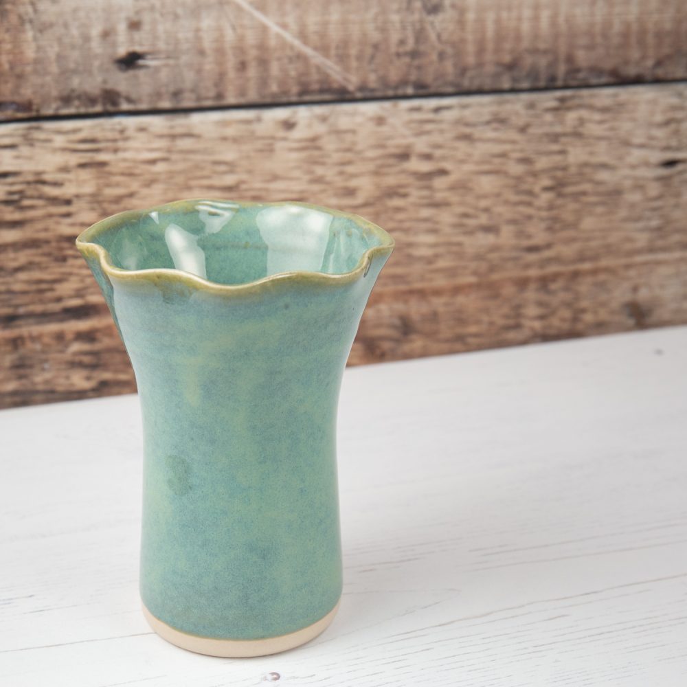 Mini Vase – Sea Mist Green Individual Flower Vase Fluted Rim