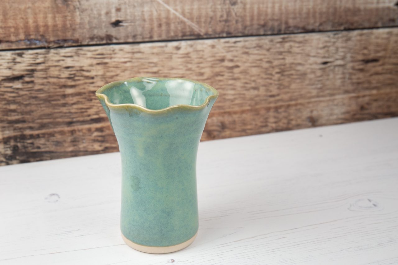 Mini Vase - Sea Mist Green Individual Flower Vase Fluted Rim