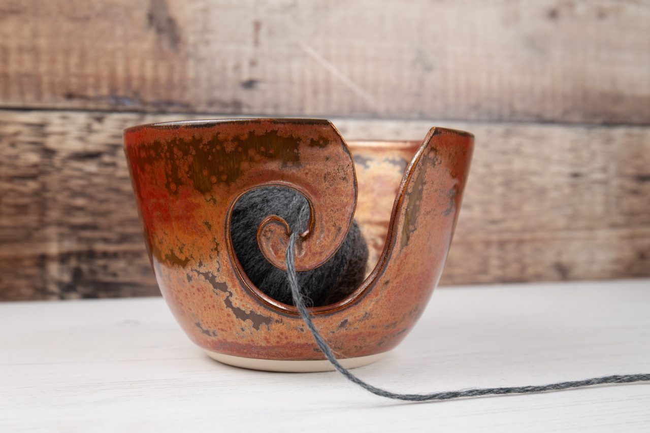 Yarn Bowl - Tarnished Copper Knitting Bowl