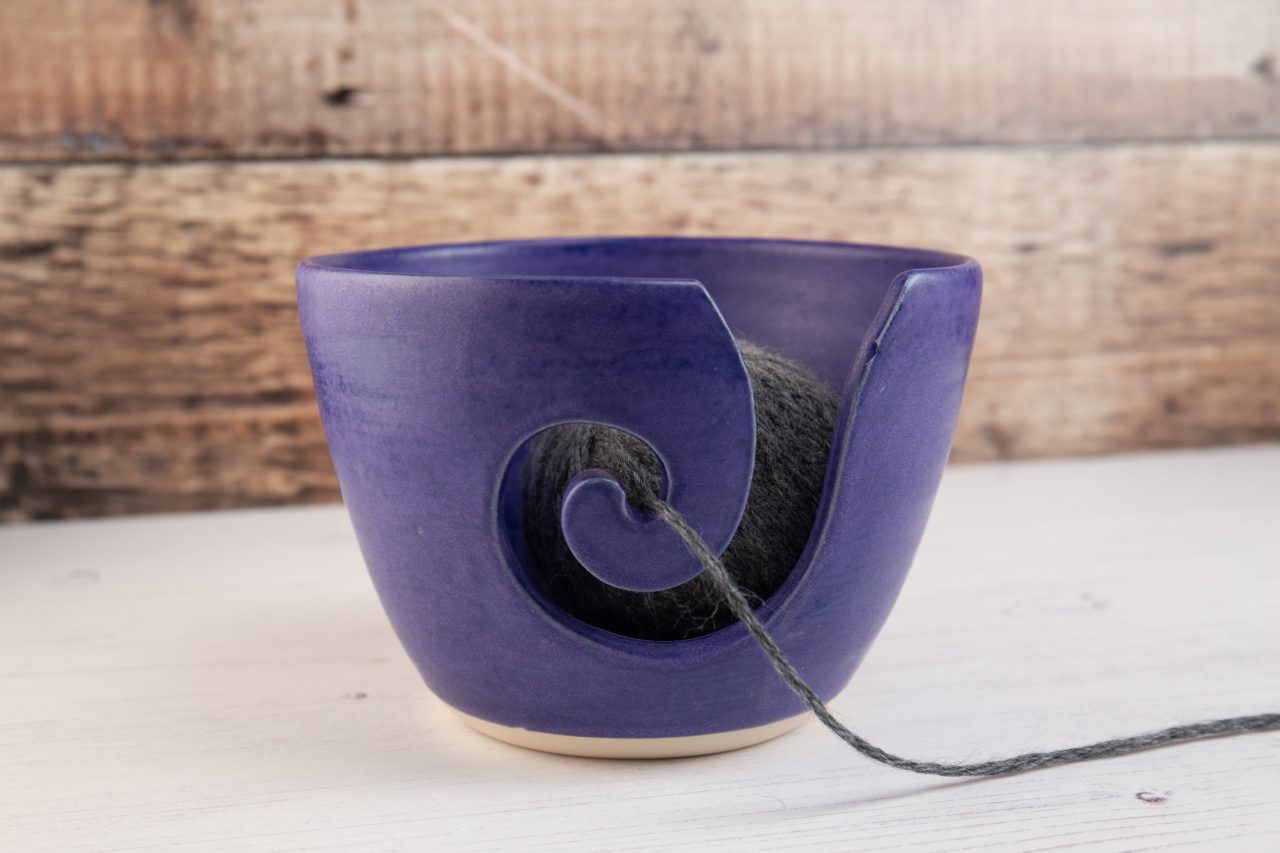 Yarn Bowl - Matte Purple Knitting Bowl