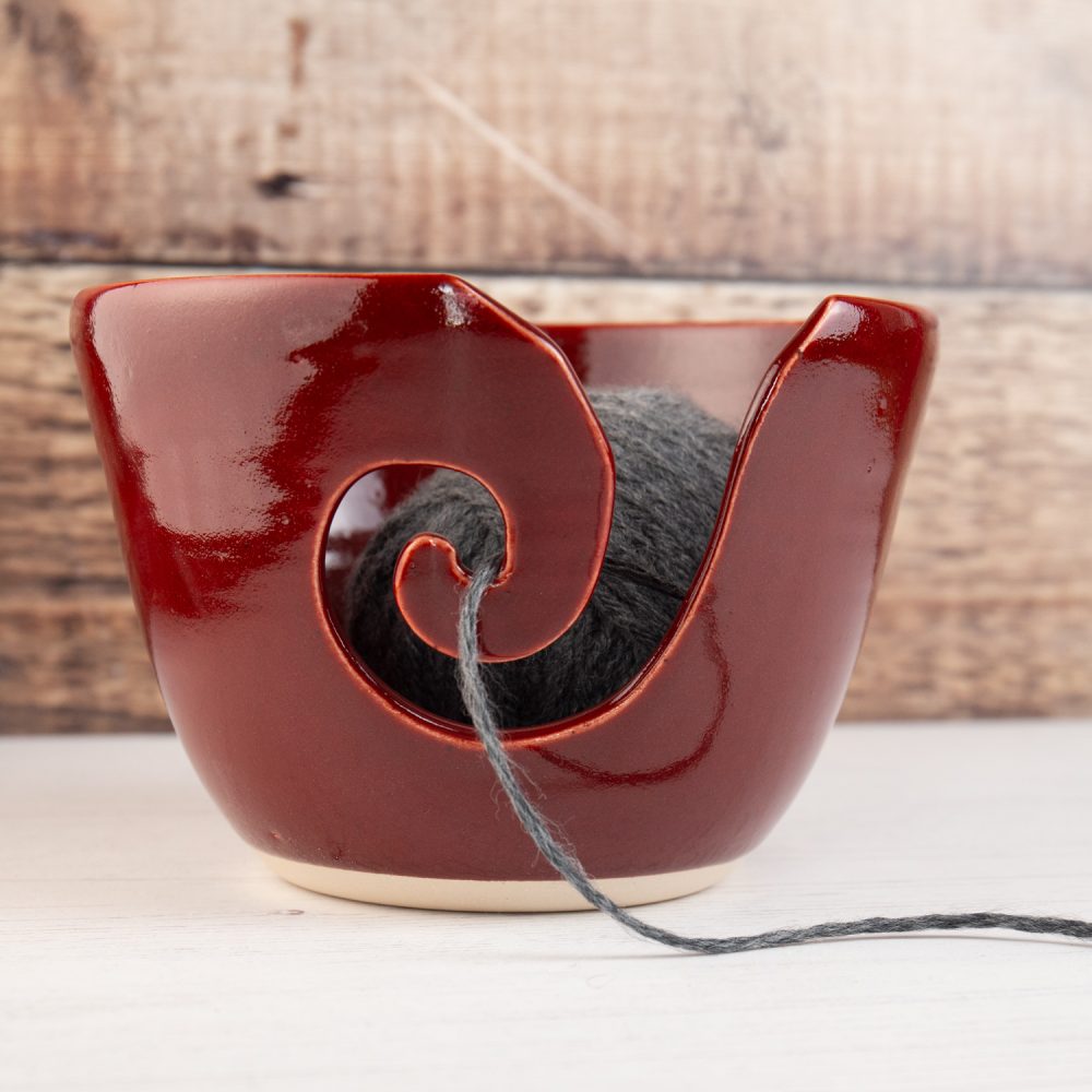 Yarn Bowl – Deep Red Knitting Bowl