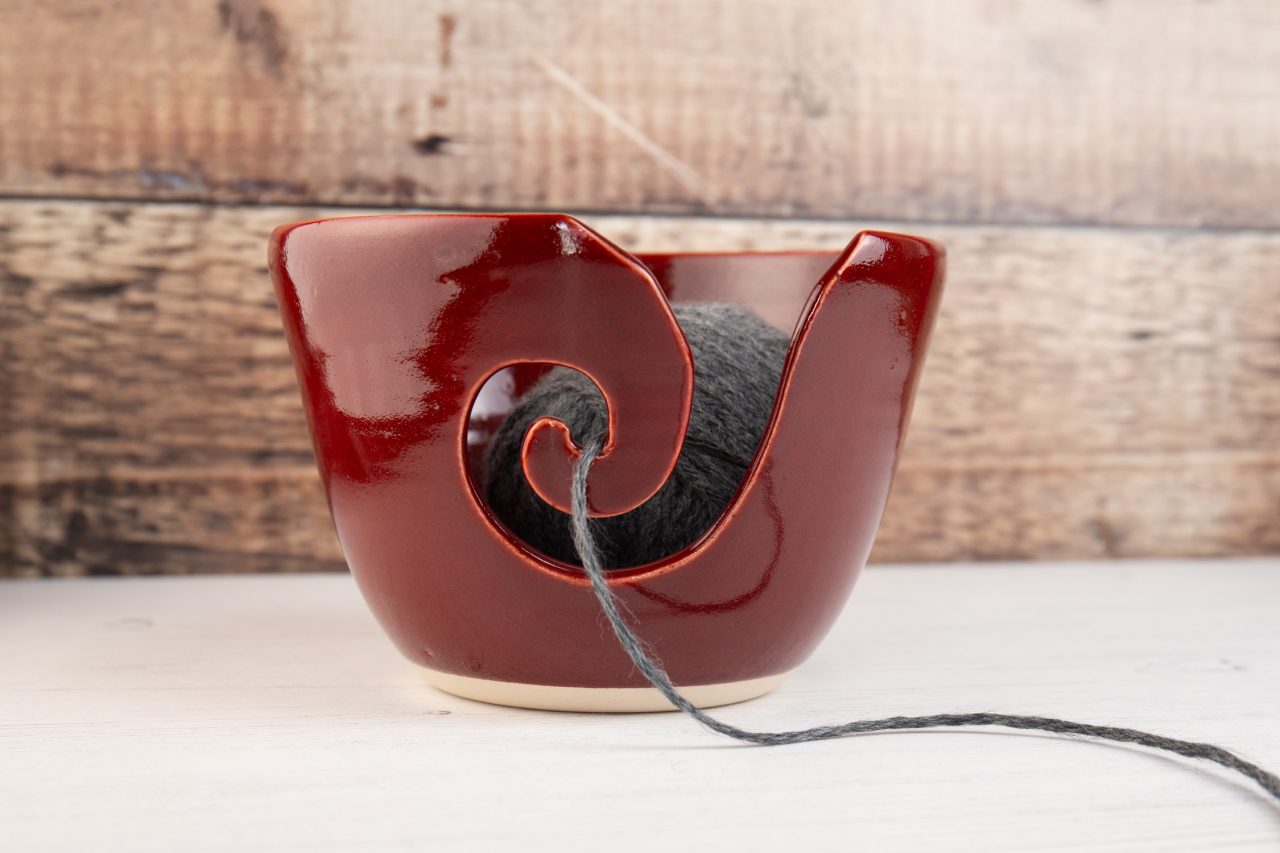 Yarn Bowl - Deep Red Knitting Bowl