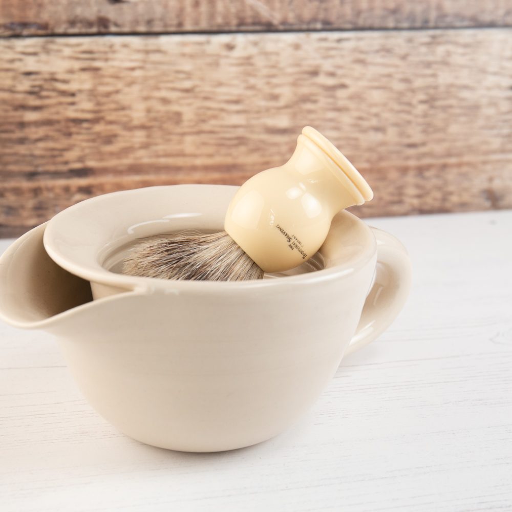 Shaving Scuttle – Cream Stoneware Shaving Cup – Lather Bowl