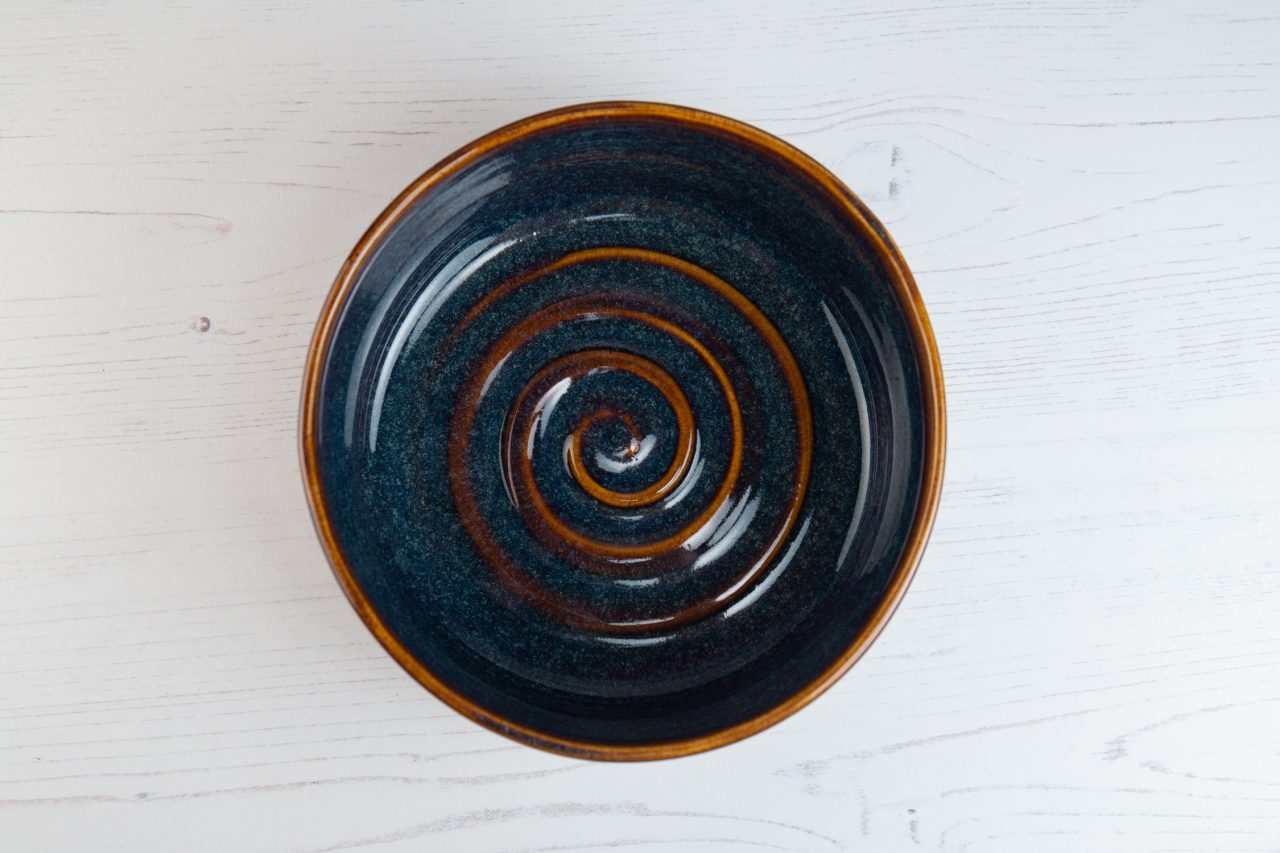 Stoneware Pet Bowl - Blue Amber Small Dog Bowl - Water Bowl - Food Bowl