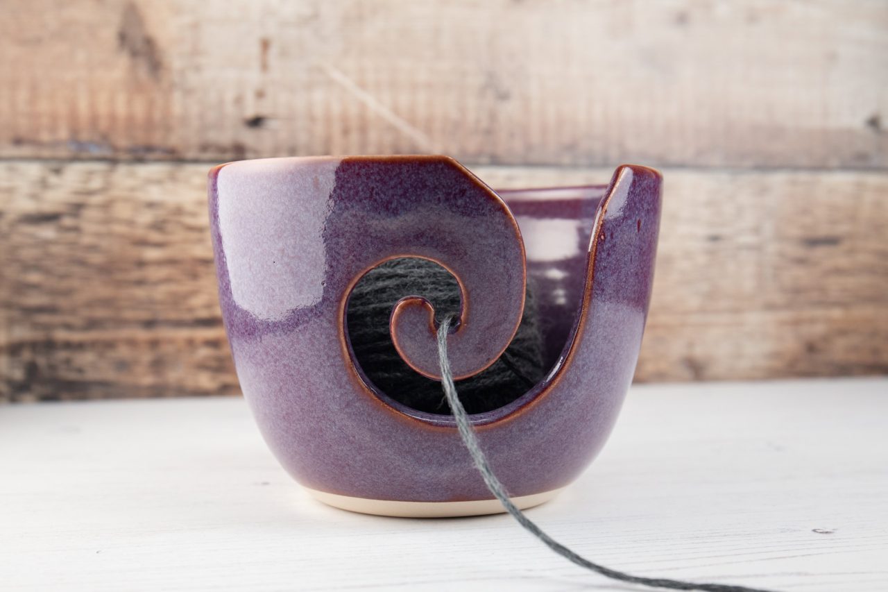 Yarn Bowl - Purple Knitting Bowl