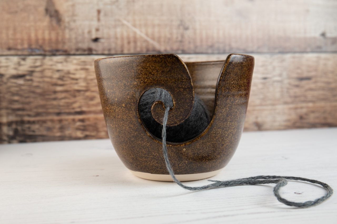 Yarn Bowl - Brown Knitting Bowl