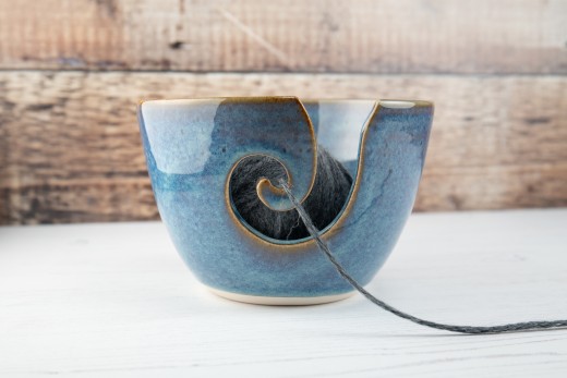 Yarn Bowl - Denim Blue Stoneware Knitting Bowl