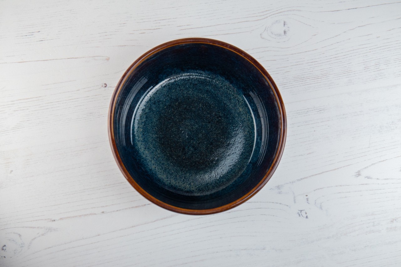 Stoneware Pet Bowl - Blue Amber