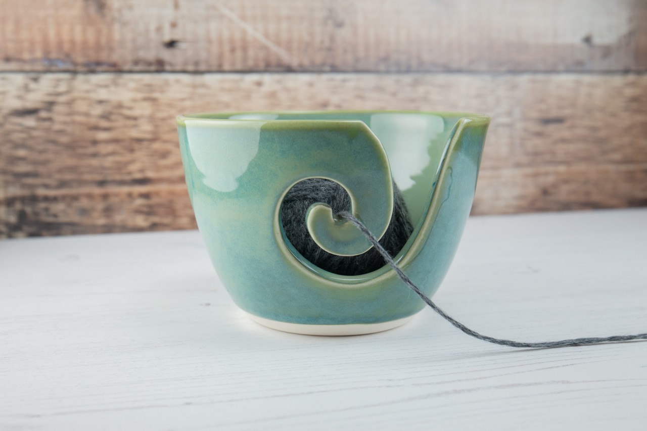 Yarn Bowl - Sea Mist Green Knitting Bowl