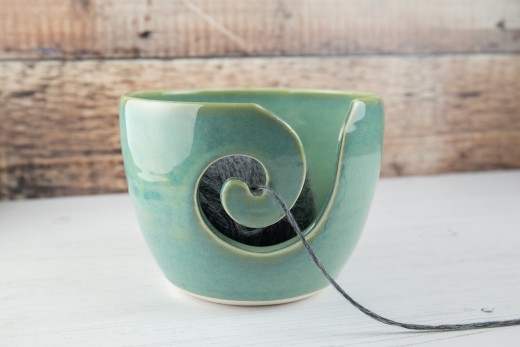 Yarn Bowl - Sea Mist Green Knitting Bowl