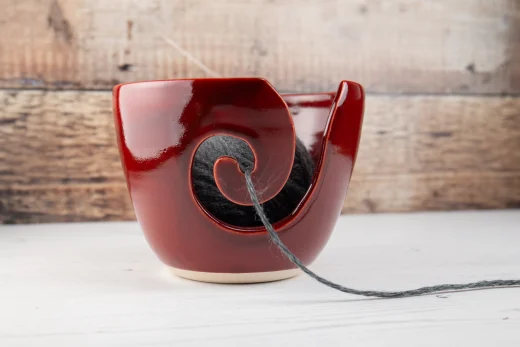 Yarn Bowl - Deep Red Knitting Bowl