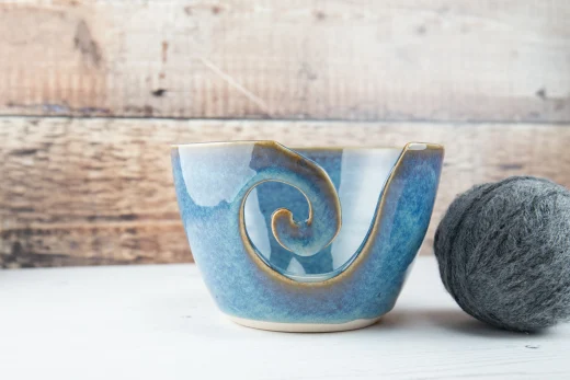 Yarn Bowl - Denim Blue Stoneware Knitting Bowl