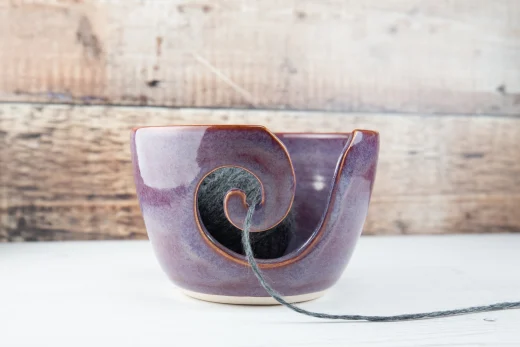 Yarn Bowl - Purple Knitting Bowl