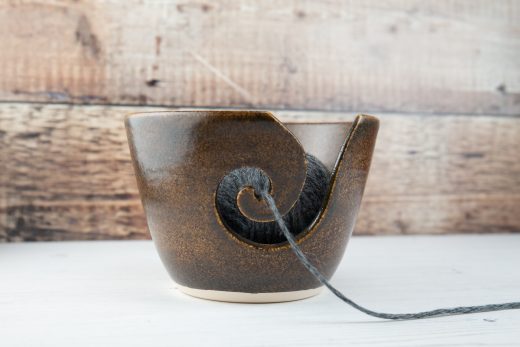 Yarn Bowl - Brown Knitting Bowl