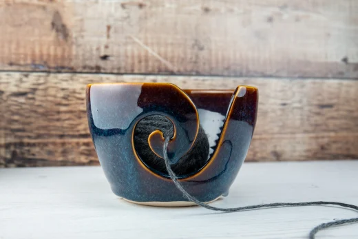 Yarn Bowl - Blue Amber