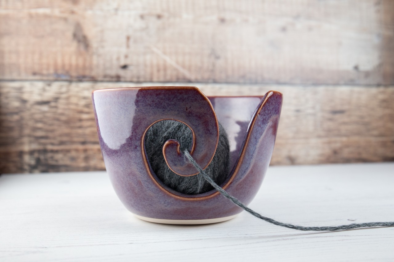 Yarn Bowl - Purple Knitting Bowl