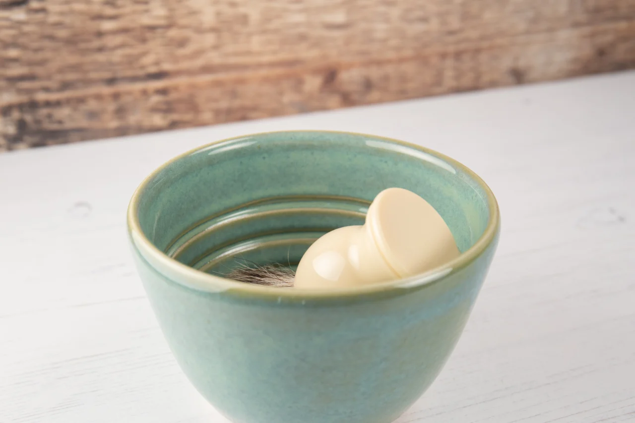 Shaving Bowl - Sea Mist Green Stoneware Lather Bowl