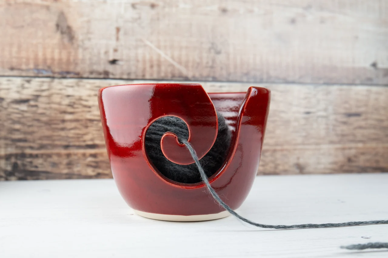 Yarn Bowl - Deep Red Knitting Bowl