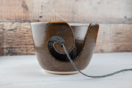 Yarn Bowl - Brown Knitting Bowl