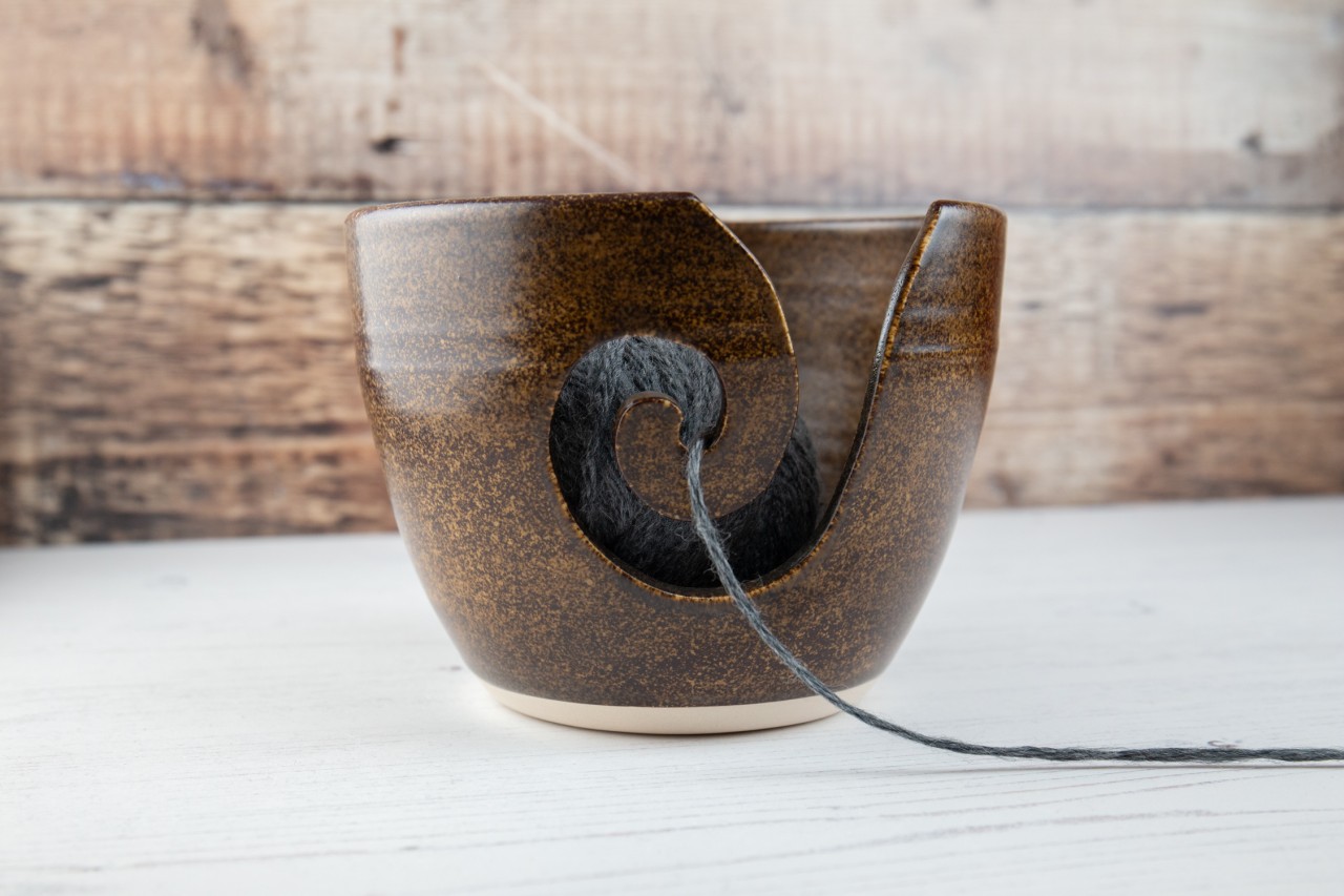 Yarn Bowl - Brown Knitting Bowl