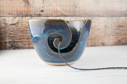 Yarn Bowl - Denim Blue Stoneware Knitting Bowl