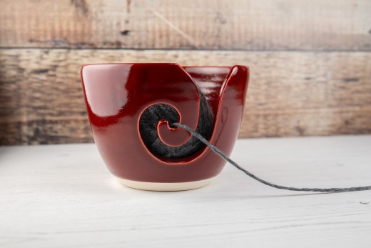 Yarn Bowl - Deep Red Knitting Bowl